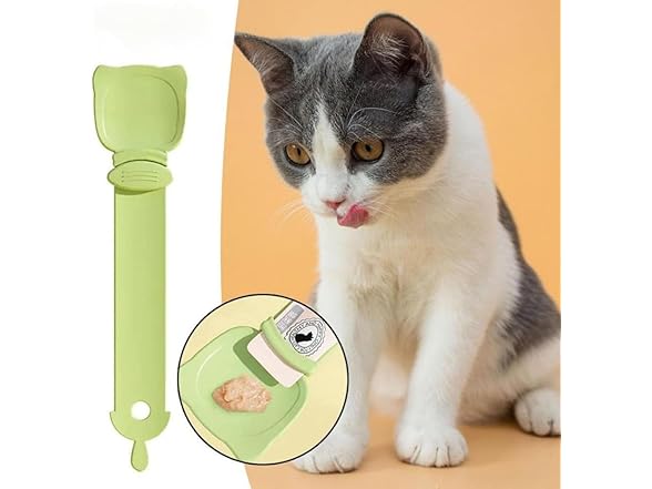 Pawsitively Purrfect Happy Cat Feeding Treat Squeeze Spoon