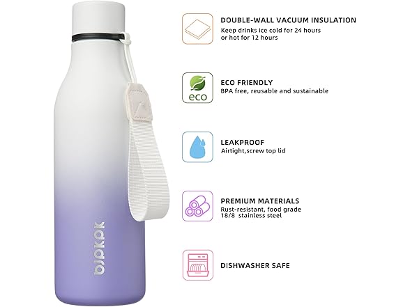 BJPKPK Insulated Water Bottles, 18 oz Lilac Elegance