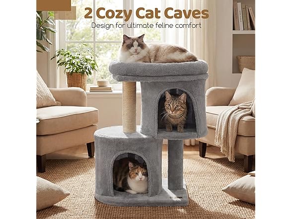 DORTALA Cat Tree for Indoor Cats, 26-Inch Grey