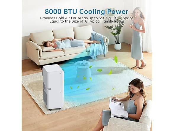 TranquilNest 8,000 BTU Portable 3-in-1 Air Conditioner- B/W