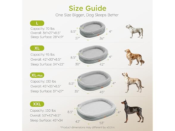 CWAWZ Light Grey XXL Orthopedic Dog Bed 53"