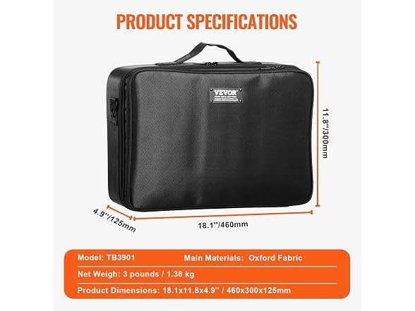 VEVOR Makeup Train Case Large Storage 3