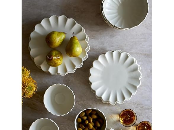 LEMIEUX ET CIE Dhalia 4-Piece Dinner Plate Set White