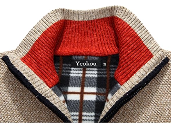 Yeokou Men (XXL) Casual Slim Full Zip Sweaters