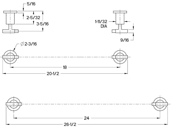 Pfister BTB-NC2B Contempra 24" Towel Bar Matte