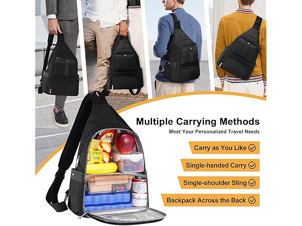 HesLaus Crossbody Lunch Backpack-black