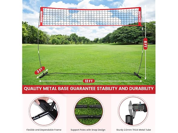 Bearwill 12FT Portable Volleyball Net