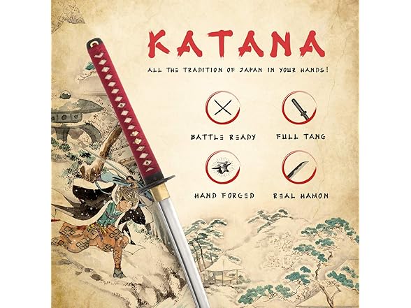Handmade Katana Sword Warrior Red Tsuka