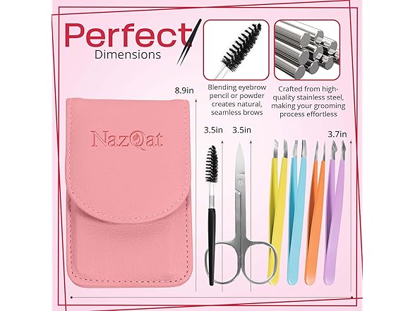 NazQat 6 Pcs Tweezers Set