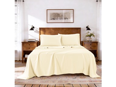 $34.99, Was $109, 67% Off! Kathy Ireland Lyocell & Linen Cotton 4PC Sheet Set dealfomo