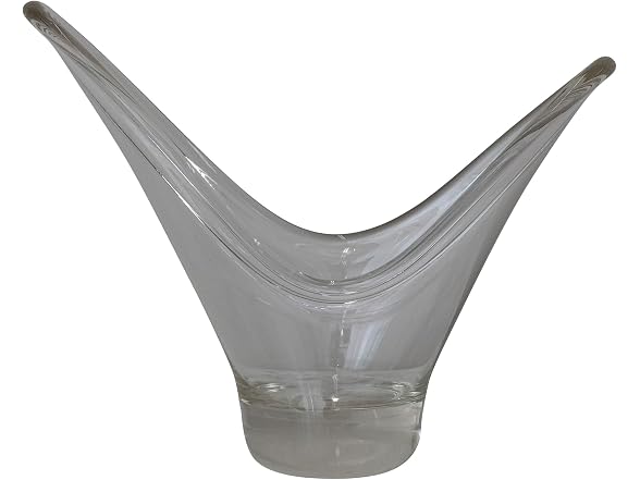 Hand-Blown Glass Organic Shaped Bowl, Clear