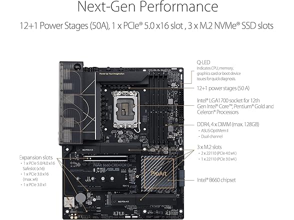 ASUS ProArt B660-Creator D4 Intel LGA 1700 ATX DDR4 Motherboard
