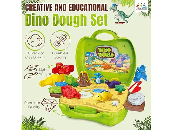 45 Pieces Dinosaur Clay Set for Kids