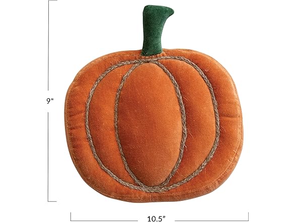 Pumpkin Shaped Pillow w/ Rope Embroidery