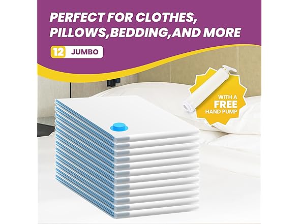 InfiniPower Vacuum Storage Bags (12 Jumbo)