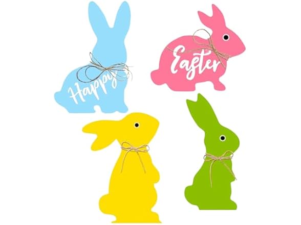 ALISSAR Wooden Easter Bunny Decorations