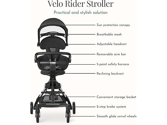 Evolur volur Velo Rider Travel Stroller – Compact, Lig
