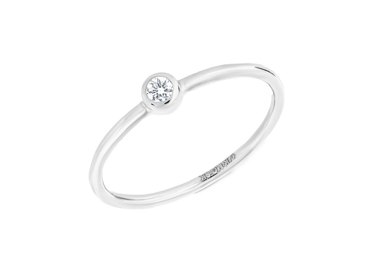 PAJURE MCR9226W-14LBDIA#5 5 14k Gold Bezel Diamond Ring White Gold