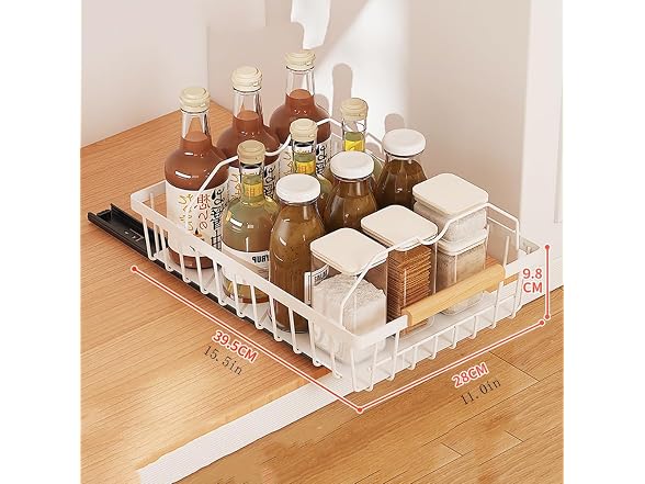 Takywep Pull Out Cabinet Organizer White