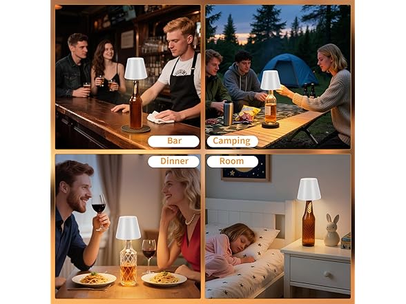White Shade Wireless Bottle Lamp