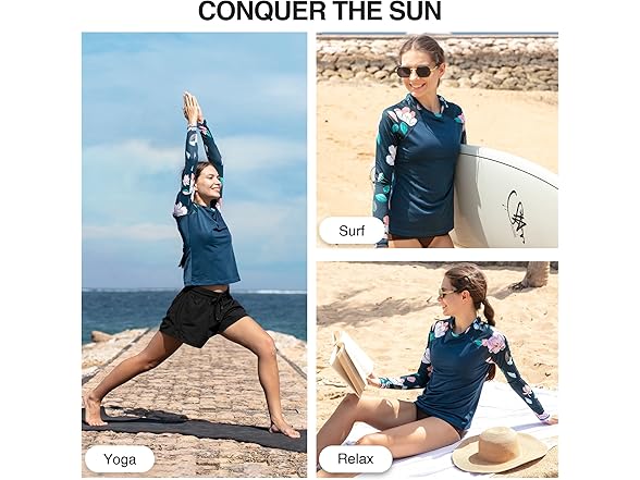 Kanu Surf Women's LS UPF50 Rash Top Navy (L)