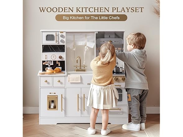 ROBUD Wooden Play Kitchen Set 