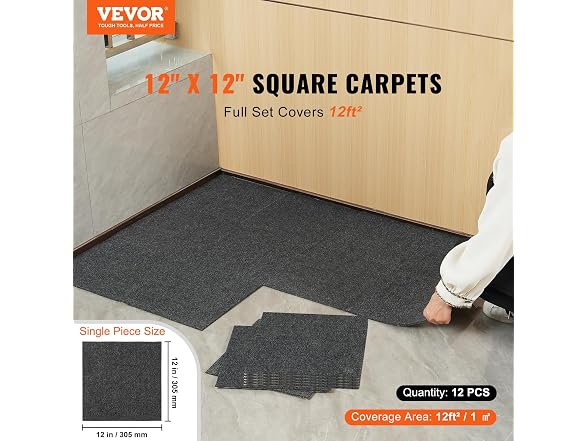 Carpet Tiles Peel and Stick, 12” x 12” Squares
