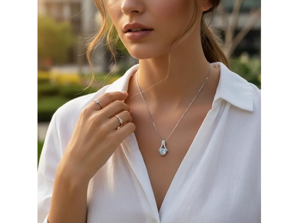Arch Turquoise Moissanite Necklace