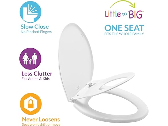 Mayfair Little2Big Toilet Seat with Built-In Tod