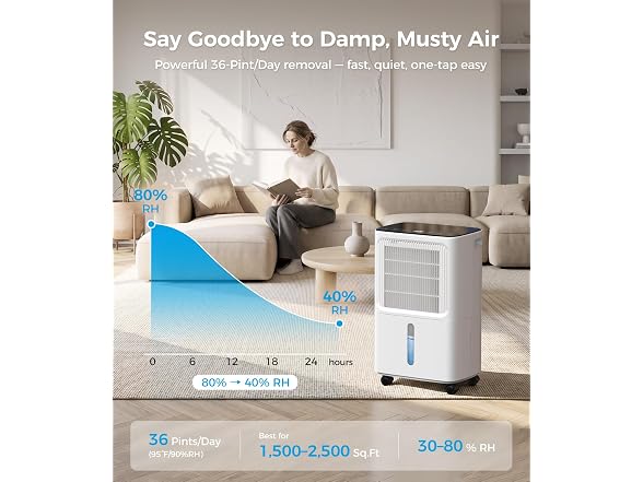 VEAGASO 2,500 Sq.Ft Dehumidifier