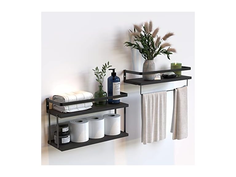 Wall Mounted Floating Shelves, 2+1 Tier