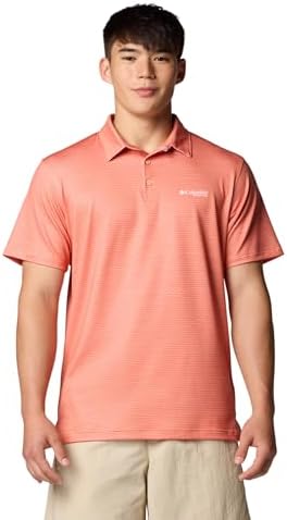 Columbia Men's Super Slack Tide Stretch Polo, Faded Peach Bonetails, Small