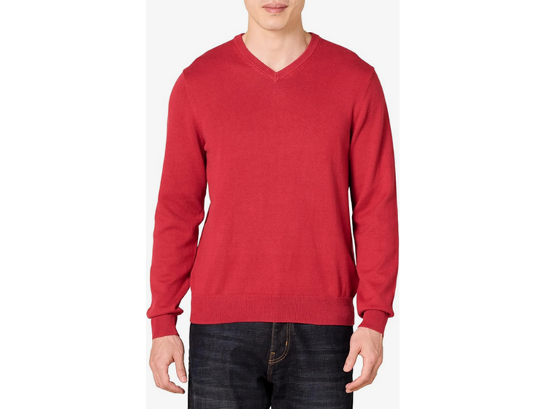 Amazon Essentials Men's V-Neck Pullover Sweater (Available in Big & Tall), Red, X-Small