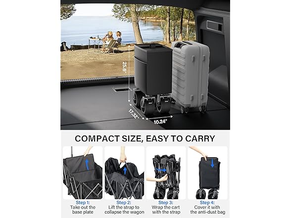 everyfun 440lb Heavy Duty Wagon Black