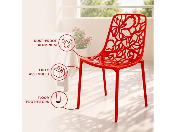 LeisureMod Devon Patio Dining Chair, Set of 4