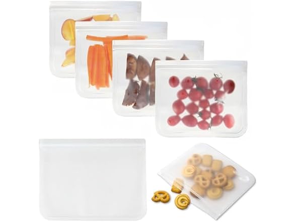 Dishwasher-safe Reusable Storage Bags