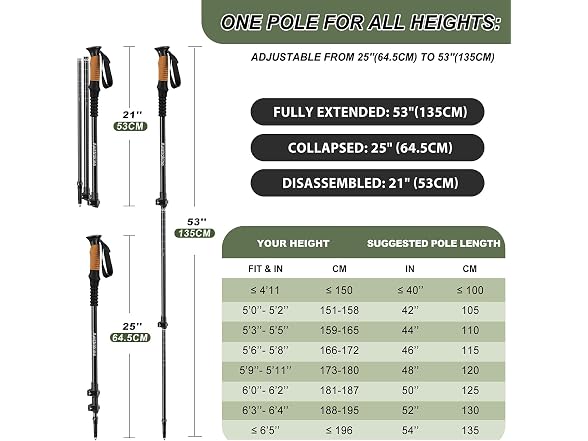 Awstrokine Carbon Fiber Trekking Poles