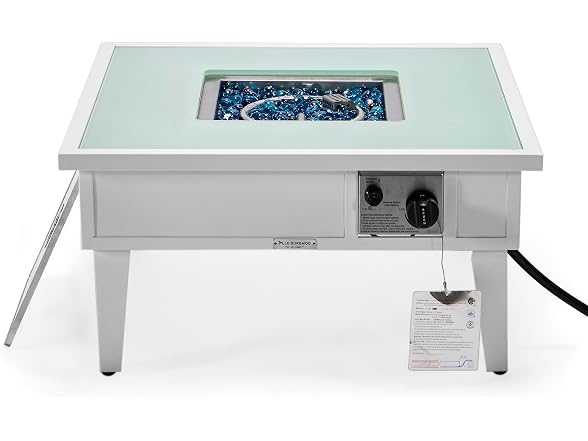 LeisureMod Walbrooke Modern Outdoor Square Fire Pit Table
