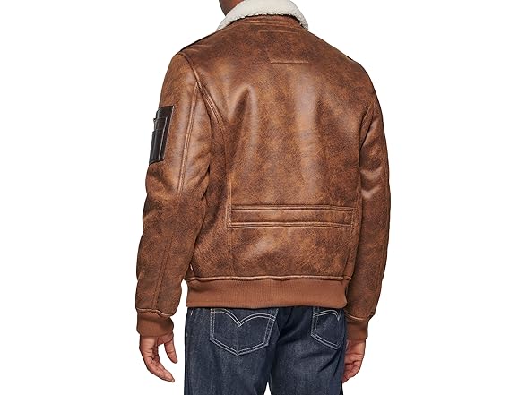 Levis Mens Faux Leather Aviator Bomber