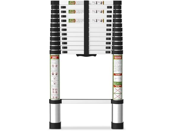 SPIEEK Telescoping Ladder for RV & Attic, 16.5FT Aluminum Extension Ladder with Dual Locking Mechanism, Max Load 330lbs, Compact Foldable Ladder for Roof, Home, Travel Trailer & Multi-Surface Use (Open Box)