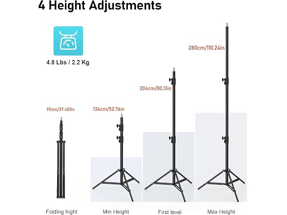 YiJYi 9.2ft Aluminum Light Stand 2-Pack