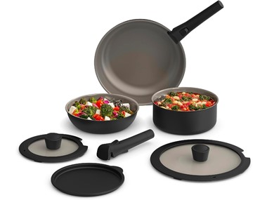 $15.99, Was $36.99, 56% Off! BELLA 8-Piece Removable Handle Cookware Set dealfomo