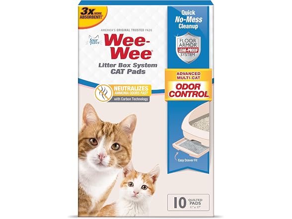 Four Paws Wee-Wee Cat Litter Box System Pads, 10 Count