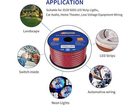 KENGIYEL Speaker Wire 12 Gauge 100FT