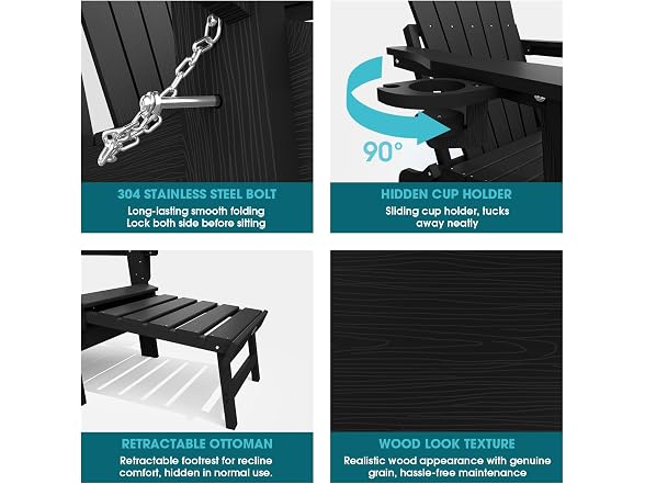 THOEOE Adirondack Chair with Footrest