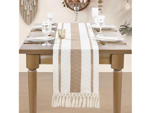 B-COOL Farmhouse Table Runner Macrame Décor