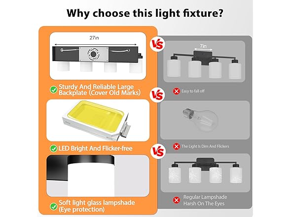 Modern LED 4-Light Bathroom Light Fixture