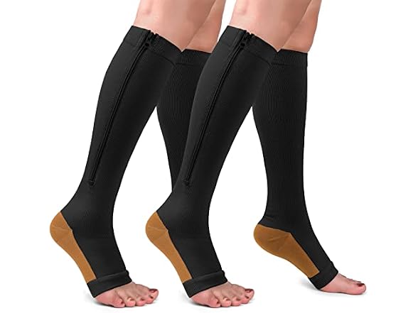 Cthh (XXL) Zipper Compression Toeless Knee Socks