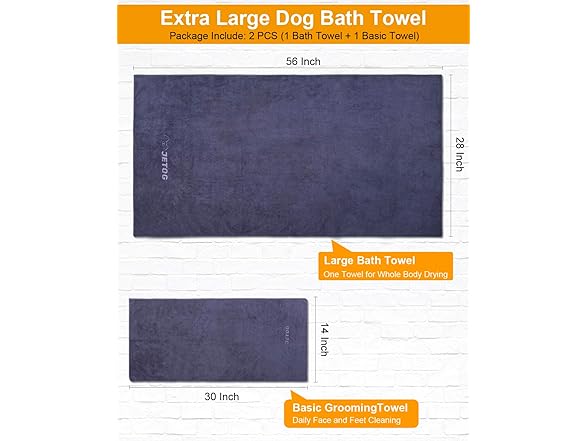 JETOG 2-PCS Fast Drying Dog Towels