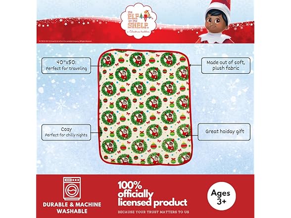Franco Elf On The Shelf Holiday Christmas Throw